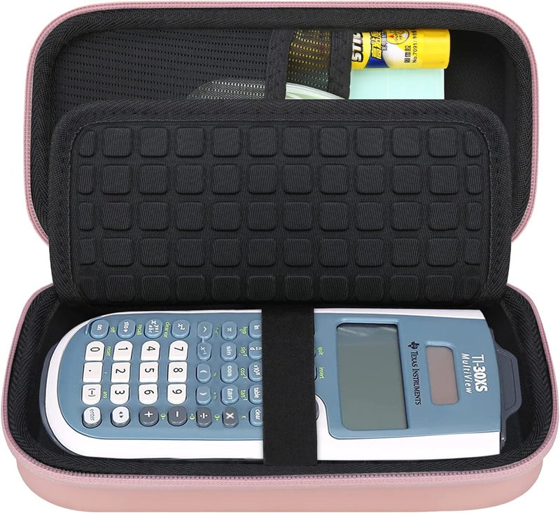 Canboc Carrying Case for Texas Instruments TI-30XS/ TI-36X Pro MultiView Scientific Calculator, Mesh Bag fit Cable, Batteries, Pens and Other Accessories, Rose Gold+Black (Case Only) - Image 1